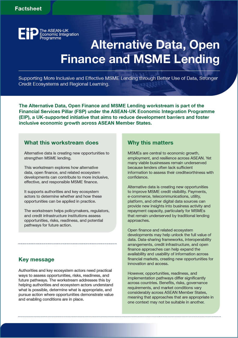 The EIP Finanical Services Pillar - Alternative Data, Open Finance and MSME Lending