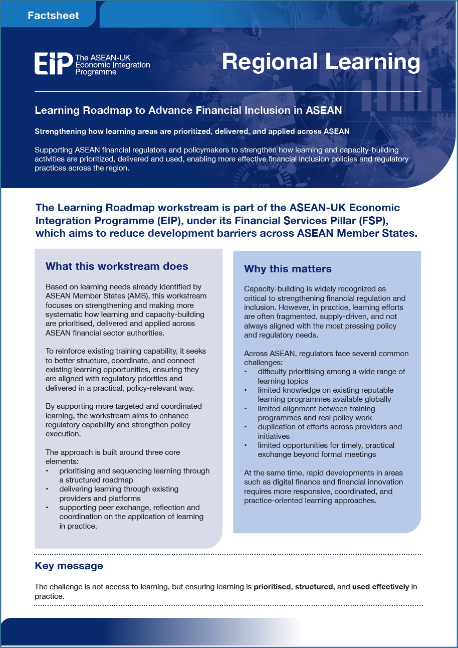 The EIP Financial Services Pillar - Regional Learning fact sheet